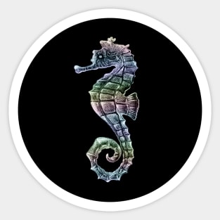 Pastel Seahorse on Black Sticker